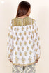 Modal Silk Peasant Top In Floral Block Print